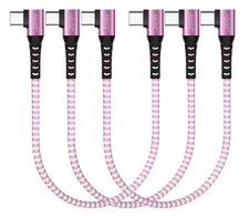 3Pk 1ft Right Angle USB C to USB C Charger Cable for iPad, iPhone 16, 15 Pro Max