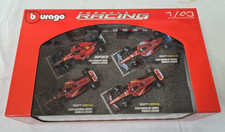 #H.    BBURAGO  FORMULA RACING  1:43  MODEL CARS (4) - FARRARI, CHARLES LECLERC
