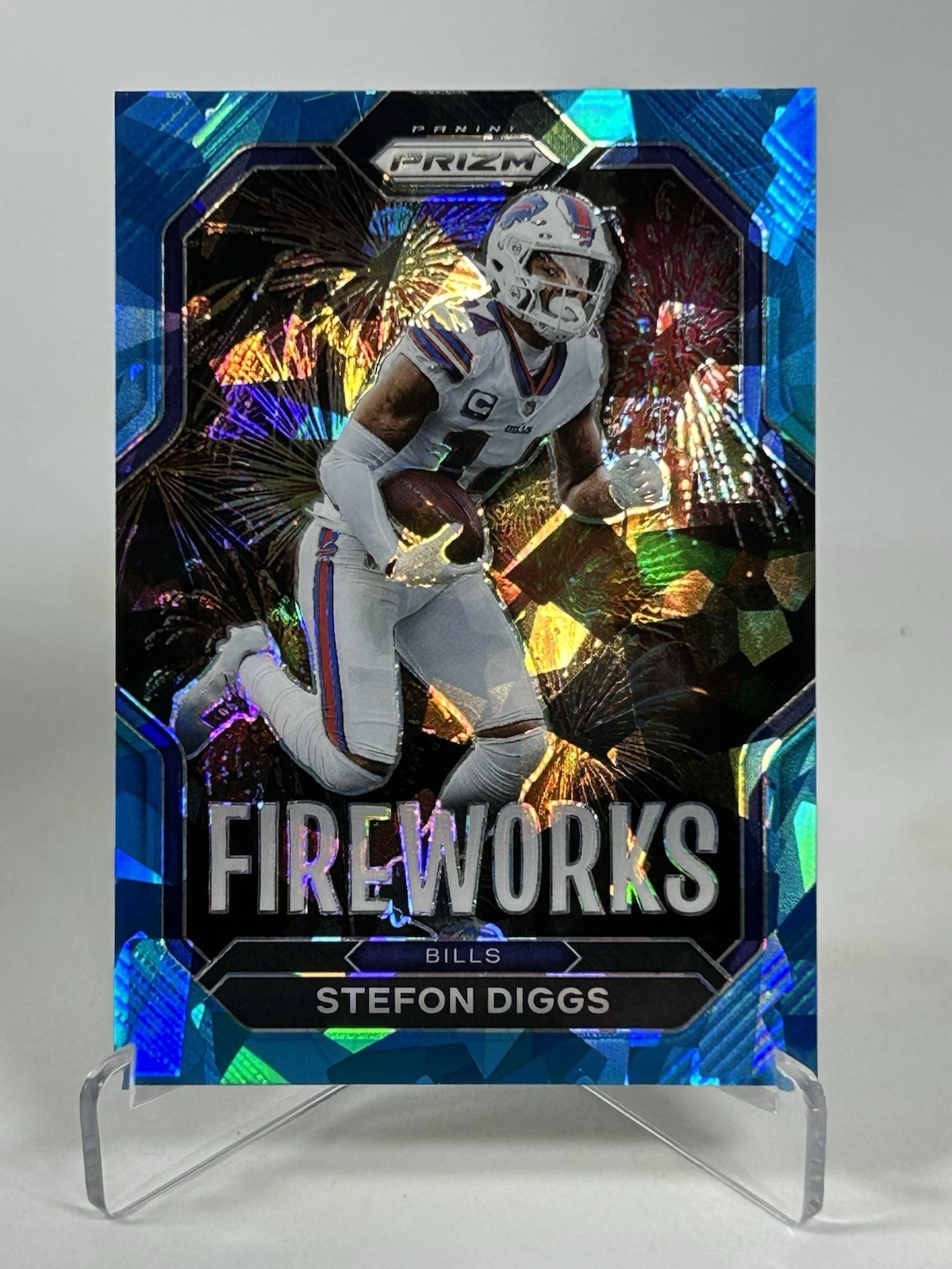 Stefon Diggs 2022 Prizm Fireworks Blue Cracked Ice /99