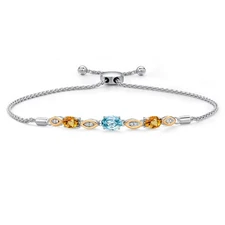 925 Silver and 10K Yellow Gold Blue Zircon and Yellow Sapphire and Lab Grown