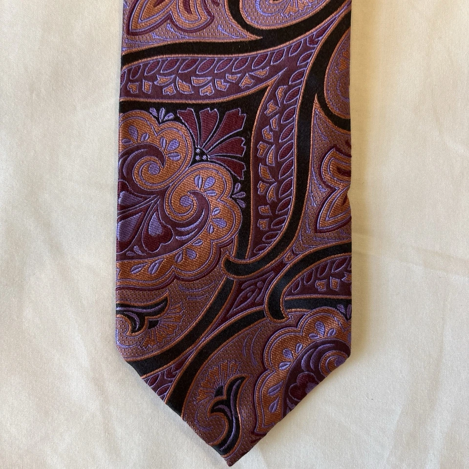 Corbata Robert Talbott siete pliegues púrpura rosa negro cachemira 40/40 Foto 2 de 4