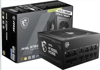 MSI MAG A750GL PCIE5, Fully Modular Compact Gaming 750W Power Supply