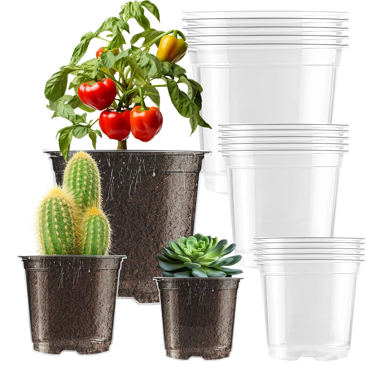 Sottovasi Rotondi In Plastica 40 Cm (6 Pezzi) – Protettivi Per Piante, Ideali Per Interni/Esterni