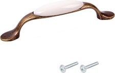 1x maniglie per mobili 96mm con viti vintage antiche ottone ceramica porcellana