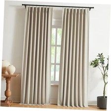 Pinch Pleated Full Blackout Curtains Linen 40"W x 84"L Pack of 2 Sand