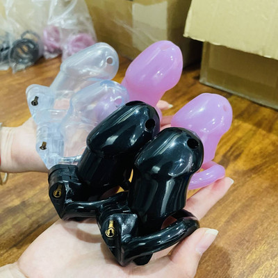 S/L Male Chastity Device Cage with 4 Rings Resin Lock Bondage Adults Chastity SM
