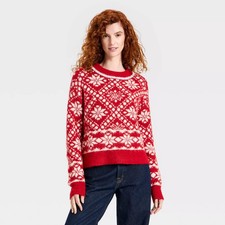 Women's Cozy Alpine Snowflake Crewneck Pullover Sweater - Universal Thread
