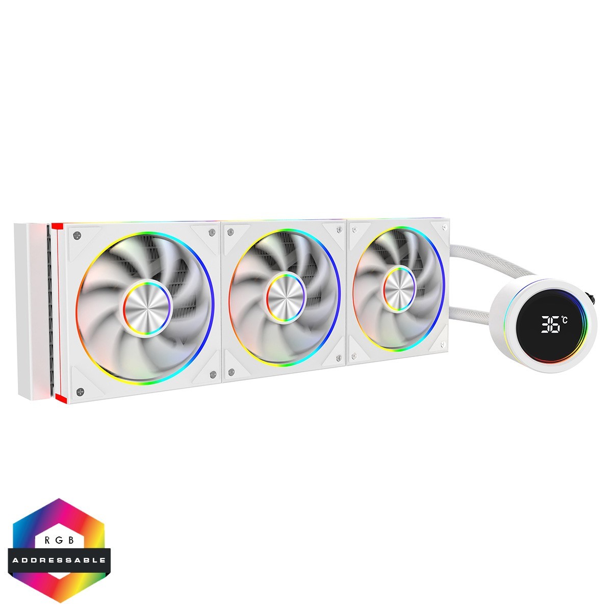 CiT Pro Saturn 360mm Intel AMD AIO Cooler White 3 x 120mm ARGB Fans Temp Display