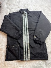 Vintage 1990 s ADIDAS Parka Jacket Men s Medium M Long Coat Puffer Quilted Black