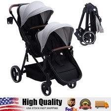 Double Stroller for Infant Toddler, Reversible Tandem Stroller, One-Hand Fold