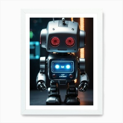 Roboter auf dunklem Hintergrund Kunstdruck gerahmtes Wandbild Poster Leinwanddruck Bild