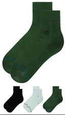 STANCE Men's LARGE Icon Quarter Socks 3-Pack Black Grn  Teal Casual Size L 9-13