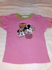 Vintage '90s Mickey  Co Disney Mickey Minnie Girls 5/6 Pink Short Sleeve Shirt
