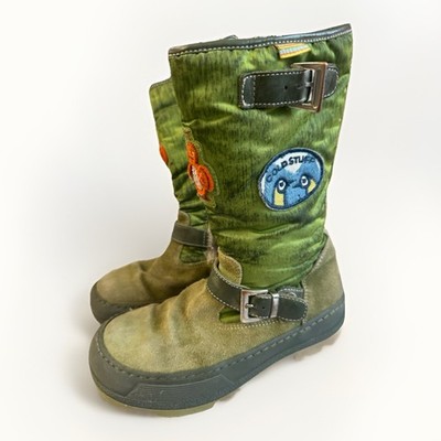 OILILY Green Suede Boots Birds Patches Buckle Size Zip Size 32 /  US 12.5/13.5
