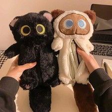 Plush Big-Eyed Cat Pencil Case Large Capacity Soft Stationery Storage Bag