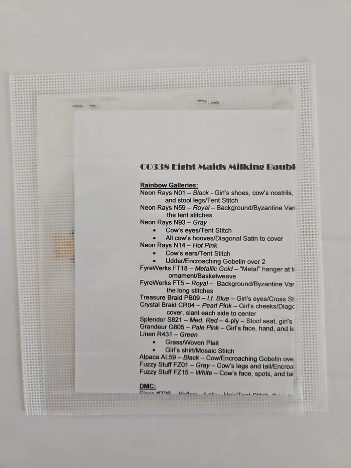 Schenkel 12 Days of Christmas 8 MAIDS MILKING HP Needlepoint Canvas STITCH GUIDE - Image 3 of 3