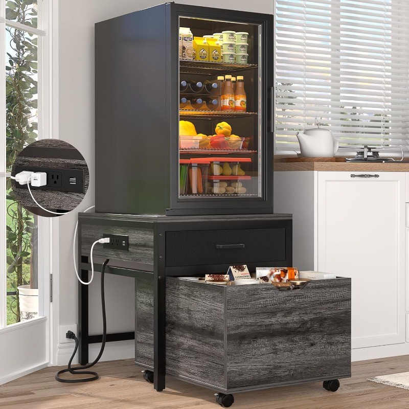Mini Fridge Stand with Charging Station