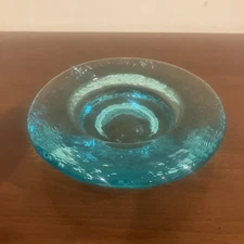 FIRE and LIGHT Aqua Footed Candle Holder Wine Bottle Stand ~ Recycled Art Glass