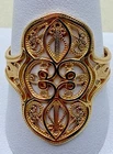 TJR 925 Sterling Silver Gold Tone Filigree Vintage Style - Ring Size 11 -
