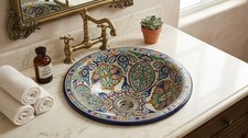 Moroccan Sink Vessel Bowl Wash Basin Ceramic Handmade Hand Pained  SW144