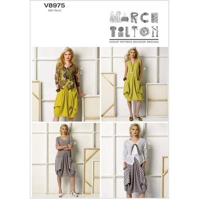 Vogue V8975 Marcy Tilton Sewing Pattern Misses XS-M Lagenlook Dress Jacket