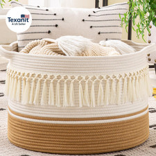 Large Blanket Basket 20"X13" ,Woven Baskets for Storage Baby Laundry Hamper, Co