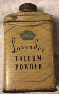 Vintage Paislays Lavender Talcum Powder Tin Full Reg. U. S. Pat. Off As Shown
