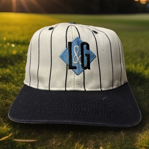 Vintage KC Caps L&G Pinstripes Snapback Adjustable Hat Cap Cotton Black/White