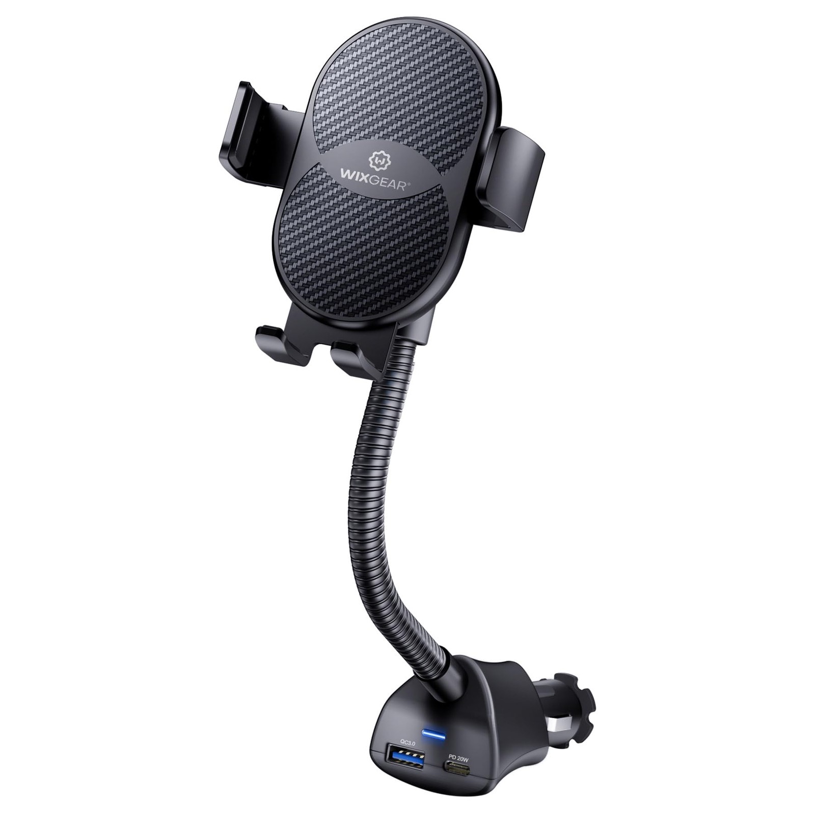 WixGear Cigarette Lighter Phone Holder, 360&deg; Rotating Car Mount Cradle with D...
