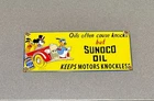 VINTAGE 15” 1939 SUNOCO DISNEY PORCELAIN SIGN CAR GAS OIL TRUCK MOTORCYCLE