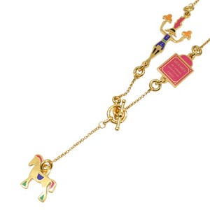 Authentic HERMES Multi Charm Pendant Necklace Gold Plated