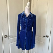 Urban Outfitters Large Y2K Revival Soft Grunge Velvet Dress Blue edgy retro Mini