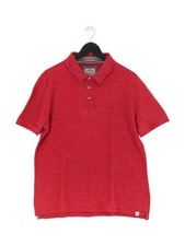 FatFace Men's Polo L Red Cotton with Polyester Basic