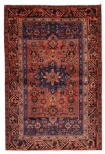 Vintage Dark Copper Traditional 4'5" x 6'9" Hand-Knotted Oriental Wool Area Rug