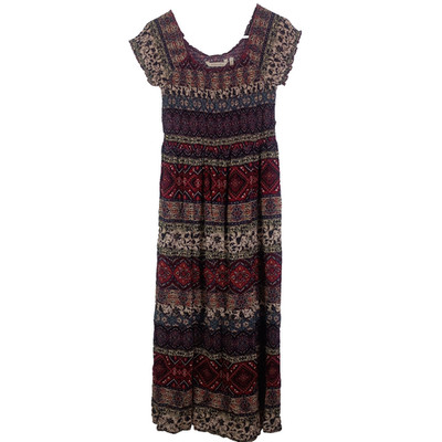 Soft Surrounding Women's Marcelo Smocked Maxi Dress XS Mixed Print Boho Gypsy