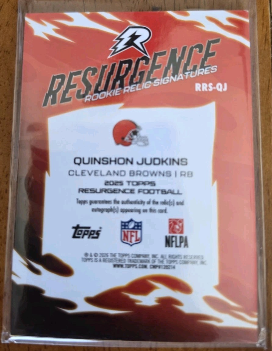 2025 Topps Resurgence Football Quinshon Judkins PATCH RELIC AUTO Jumbo RPA view 2