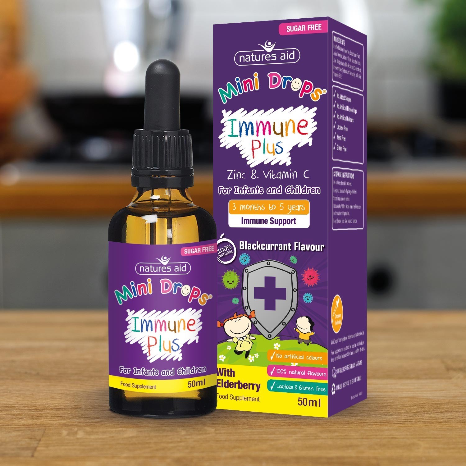 Natures Aid Mini Drops Immune Plus with Vitamin C for Kids 50ml - Pack of 3 - Image 5