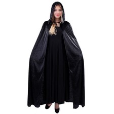  Hooded Robe Cloak Wizard Halloween Cosplay Witch with Black Cape