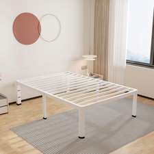 ROIL 18 Inch White Twin Size Bed Frame with Rounded Corner and Twin, Black