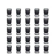 1 Inch, 25 Pack Black Plastic Side Release Buckle for Paracord Bracelets 1"