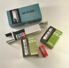 MINOX FLASHGUN B W/Box Extra Battery Plus 2 Boxes ASA 125 Film Cartridges 706