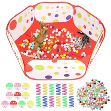 Cat Ball Pit Include 200 Pom Pom Balls 10 Jingle Balls and 12 PCS Cat Spring ...