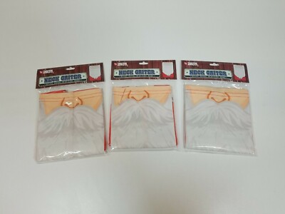 3-Pack SANTA CLAUS BEARD Face Mask Shield/Balaclava/Neck Gaiter | Washable
