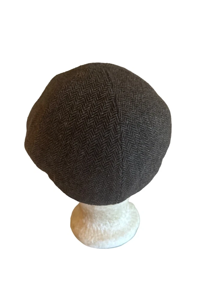 APT. 9 M/L Dark Gray Herringbone Flat Cap Newsboy Hat Wool Blend - Image 2 of 4