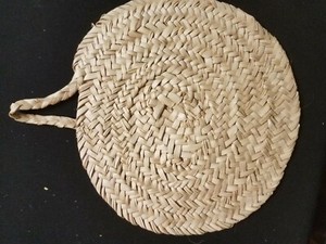 Natural Palm Bamboo Hand Held Fan  7.5 inches Ethiopia Eritrea. 