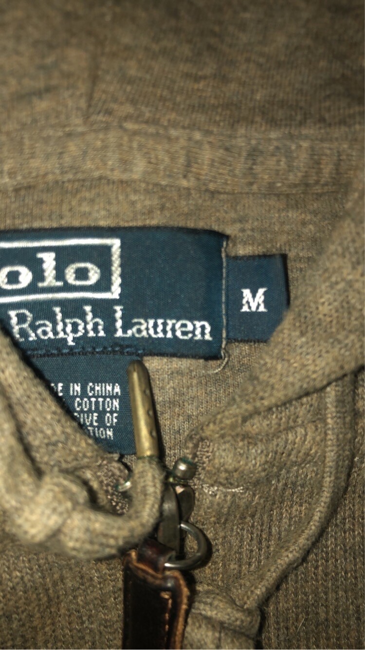 Felpa con cappuccio Ralph Lauren Polo cerniera intera maglione giacca grigio con pony blu M
