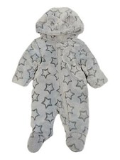 Infant Boys Gray Fleece Star Snowsuit Bunting Pram Snow Suit