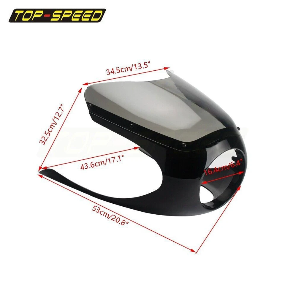Cafe Racer Style Half Headlight Fairing Honda CB CM Yamaha XJ XV Suzuki GN GR GS - Image 2 of 4