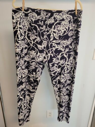 Lularoe TC2 Damen Plus LEGGINGS Navy und White Rose mit Ranken - Bild 2 von 4