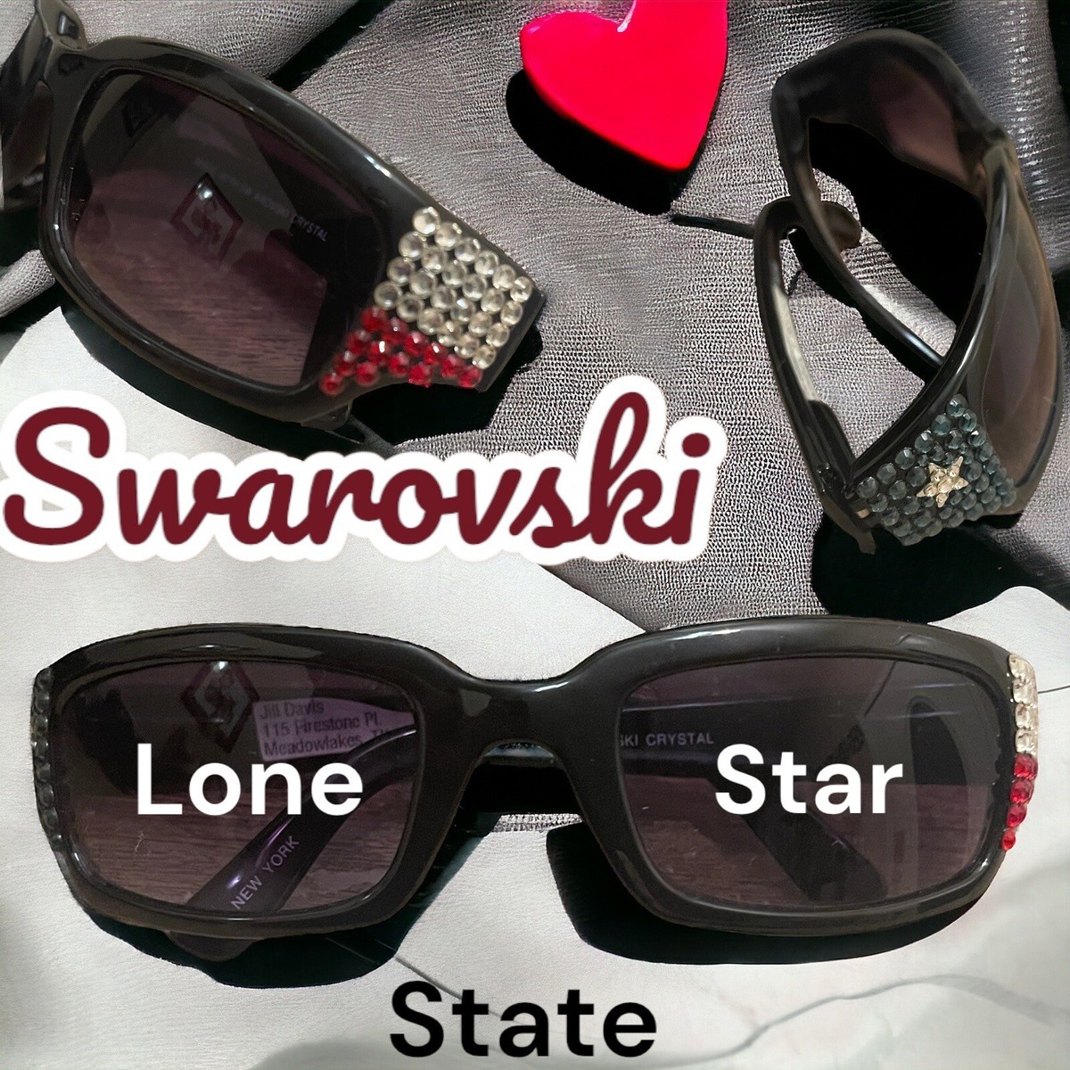 VTG Jimmy Crystal Sunglasses GL313 Black W/ Swarovski Texas  display picture 1